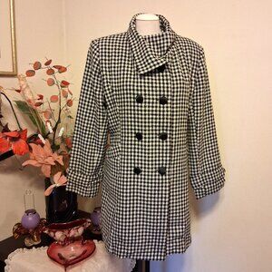 NEW Women’s Black White Double-Breasted Lined Trench Coat Winter Outerwear 18 XL